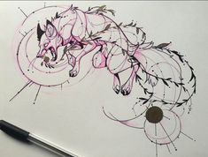 a drawing of a wolf on a sheet of paper