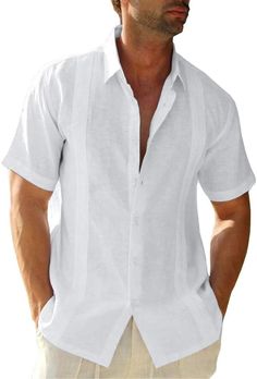 Mens Products, Cuban Shirts, Camp Shirts, Guayabera Shirt, Button Down Short Sleeve, Blazer Shirt, Formal Suits, Short Sleeve Shirts, Beach Tops