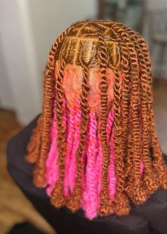 invisible locs with barrel ends Locs With Barrel Ends, Peekaboo Invisible Locs, Ginger Invisible Locs, Invisible Locs With Color, Peekaboo Locs, Yarn Faux Locs, Invisible Locks, Braided Ponytail Black Hair, Peekaboo Braids