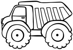 a black and white image of a truck with wheels on the front, it is outlined in