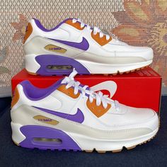 Nike Air Max 90 Ltr Big Kids' Shoes Sneakers Athletic 2023 Air Max 90 Leather Gs 'White Action Grape' White/Phantom/Citron Tint/ Action Grape Size 6.5y Style Dv3607-103 Nike Boys Shoes, Nike Air Max 90 Ltr, Nike Airmax 270, Nike Shoes For Boys, Air Max 90 Leather, High Tops Sneakers, Black Basketball Shoes, Nike Waffle, Cute Sneakers