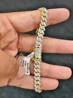 ad eBay - 8 CT Real Moissanite Men's Cuban Bracelet 12 MM X 8'' 925 Yellow Sterling Silver - Buy Now, click the link (eBay) Cuban Bracelet, Color Stones, Men's Bracelet, Red Green Yellow, Cuban Link, Lab Created Diamonds, Bracelets And Charms, White Topaz, Yellow Blue