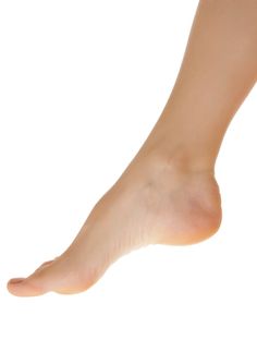 a woman's bare foot is shown against a white background