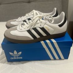 Adidas Samba Shoes- Never Worn. Too Big For Me. Womens Size 7.5 Og Black And White - With Box And Original Receipt Adidas Samba Original, Sambas Adidas Women, Samba Shoe, White Samba, Samba Shoes, Adidas Samba Og, Samba Og, Adidas White, Shoes Adidas