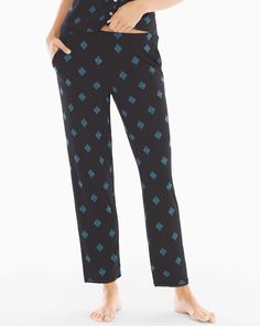 Soma Cool Nights Satin Trim Pajama Ankle Pant Grand Geo Black, Size: XXL, Grand Geo Black Soma Intimates, The Vanishing, Sleepwear Pajamas, Ankle Pants, Shapewear, Breathable Fabric, Pajama Pants, Pajamas, Portfolio