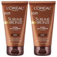 L'Oreal Sublime Bronze Tinted Self-Tanning Lotion Medium-Deep Natural Tan - 5 oz (Pack Of Two Tubes) With Vitamin E for smoother skin. Streak free. Instant bronze glow. An innovation from the L'Oreal Laboratories, Sublime Bronze contains Vitamin E and gentle AHAs (with AHA derivative). Instantly, this tinted lotion gives your skin a radiant healthy glow - in less than an hour, a streak-free, natural-looking tan. Action: Instant color, plus an even natural-looking sunless tan. Leaves skin sun-kis Paris Skincare, Tanning Mist, How To Tan, Tanning Serum, Tanning Skin Care, Sunless Tanning Lotion, Best Bronzer, Exfoliate Skin, Self Tanning Lotions