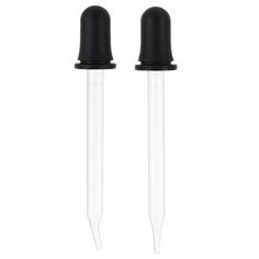 two black and clear plastic stoppers on white background