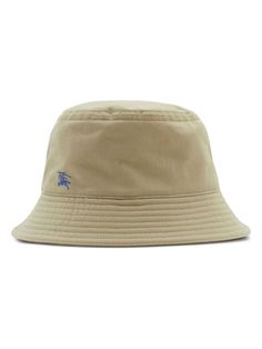 Get ready to elevate your look with this stylish and versatile cotton bucket hat. With its wide brim and equestrian knight motif, it's the perfect accessory for any casual outing or outdoor adventure. Easy to pull on and featuring tonal stitching, this hat is both practical and effortlessly cool. 100% cotton for comfort and breathability Wide brim for sun protection Equestrian knight motif adds a unique touch Easy pull-on style for convenience | Burberry Women's Cotton Bucket Hat in Beige | Size Green Bucket Hat, Cotton Bucket Hat, Embroidered Flats, Mens Bucket Hats, Burberry Accessories, Burberry Hat, Cotton Hat, Burberry Women, Khaki Color