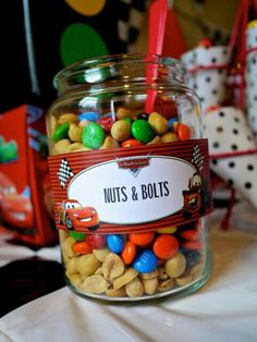 a glass jar filled with lots of candy