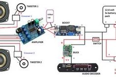 an electronic device is connected to two speakers and the other components are shown in this diagram