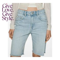 in stock Straight Fit Denim, Bermuda Shorts, Mango, Pick Up, In Store, Buy Online, Light Blue, Women Accessories, Womens Shorts