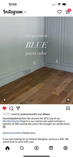 an instagram page for the blue paint color