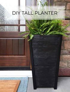 a tall planter sitting on top of a wooden floor