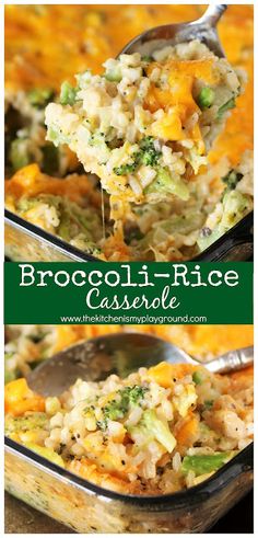 broccoli rice casserole in a glass dish