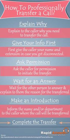 a pink and blue poster with the words, how to professionally transfer a call?