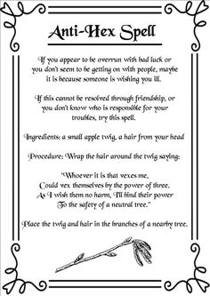 Anti-Hex Spell Hex Spell, Magic Spell Book, Grimoire Book, Healing Spells, Under Your Spell, Magick Spells