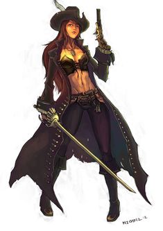 Pirate Drawings | pirate captain by n2c digital art drawings paintings illustrations ... Magic Pirate, Woman Pirate, Dark Characters, Anime Pirate, Pirate Captain, Fu Dog, Leather Armor