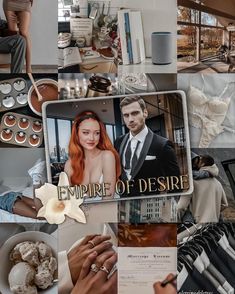 a collage of photos with the words empire of desire and pictures of people