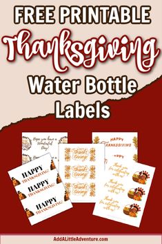 Free Printable Thanksgiving Water Bottle Labels Water Bottle Labels Free Printables, Thanksgiving Water, Thanksgiving Candy Bar Wrappers, Easy Diy Thanksgiving Decorations, Diy Thanksgiving Decorations, Water Bottle Labels Free, Cork Creations, Water Bottle Label Design