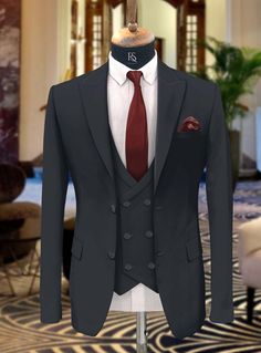 "Men Suits, Suits For men Dark Blue three piece Wedding Suit, Prom wear Tuxedo ,Formal Fashion Slim Fit Suit  COMPULSARY  PLEASE MEASURE YOUR CHEST AREA, CIRCUMFRENECE AROUND THE BROADEST PART OF CHEST AND WAIST AREA WHERE YOU NORMALLY WEAR YOUR TROUSER OR 4 FINGER BELOW THE BELLY BUTTON, AND PICK YOUR SIZE ACCORDINGLY  PLEASE PROVIDE YOUR HEIGHT AND WEIGHT IN THE PERSONALISATION BOX , WHILE PLACING THE ORDER PLEASE CHECK THE SIZE CHART BEFORE PLACING THE ORDER IN SIZE CHART , \"WAIST\" REFERS T Pent Coat Men Suits For Wedding, Three Piece Suit Mens, 3 Piece Suit Men, Wedding Suits Men Black, Blue Three Piece Suit, Suit Prom, Dark Blue Suit, Dark Suit