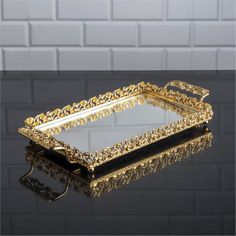 Rectangular Jewelry Mirrored Vanity Tray