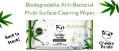 Cheeky Panda Ultra-Sustainable Biodegradable Universal Cleansing Wipes   The Cheeky Panda Antibacterial Wipes are made from sustainable bamboo perfect for a quick kitchen clean or getting your desk to gleam!  The wipe itself contains no plastic unlike 90% of other wipes on the market, and the packaging is fully recyclable. Facial Tissues, Kitchen Clean, Infection Control