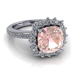 4.01 CTW Pink Sapphire & Diamond Halo Engagement Ring-Bel Viaggio Designs Pink Sapphire Engagement Ring, Diamond Alternative Engagement Ring, Pink Sapphire Ring Engagement, Sapphire Diamond Engagement, Moissanite Engagement Ring Halo, Champagne Pink, Moissanite Bridal Sets, Oval Diamond Engagement, Custom Engagement Rings