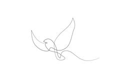 a single line drawing of a bird flying in the air with its wings spread out