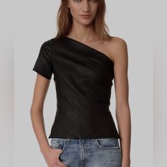 Nwt! One Shoulder Jersey Tee, Helmut Lang, Sold Out Everywhere, Black Size M Chic Fitted Top T-shirt For Night Out, Edgy Black Tops For Night Out, Chic Fitted T-shirt For Night Out, Edgy Fitted Tops For Workwear, Edgy Fitted Top For Night Out, Chic Black T-shirt For Night Out, Edgy Summer Tops For Workwear, Edgy Summer Workwear Tops, Edgy Summer Tops For Work