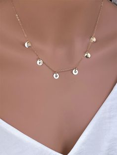 14k gold filled or 925 sterling silver delicate coin disc necklace , Perfect looking on its own or layering with other dainty necklaces. ★It makes of.. -7mm 14k gold fill 7 coils attach -14k gold fill cable chain with spring claw. -Come up with beautiful ribbon gift box and -One set of care instruction package that enhance your present. It could be 925 Sterling Silver as well. LAYERED NECKLACES https://www.etsy.com/shop/rainbowearring?section_id=15232607&ref=shopsection_leftnav_4 MORE DISC N Anniversary Gift For Girlfriend, Gold Drop Necklace, Initial Disc Necklace, Custom Initial Necklace, Dangle Necklace, Initial Necklace Gold, Gold Disc, Dangle Necklaces, Rainbow Earrings