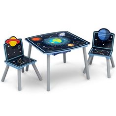 children's table and chairs with space theme