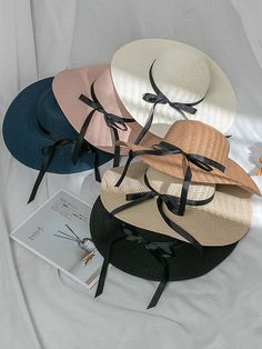 SkuCY-!78462MaterialStraw StyleSun-protection FeatureBowknot , Split-joint , Solid Color OccasionVacation , Beach , Vintage SeasonsSpring , Summer , Autumn TypeSun Hat ColorBLACK,PINK,BEIGE,NAVY BLUE,MILK WHITE,LIGHT COFFEESizeFREE SIZE Head Girth: 56-58cm Packing specification: 70 diameter 0.5kg Please consult the size chart we provide for this item's measurements to help you decide which size to buy.Please note: There may be 1-3cm differ due to manual measurement.CMINCHHat CircumferenceFREE SIZE56-58 Womens Straw Hats, Beach Vintage, Blue Milk, Stylish Letters, Summer Fashion Beach, Plus Swimwear, Beach Hat, Pink Beige, White Beige