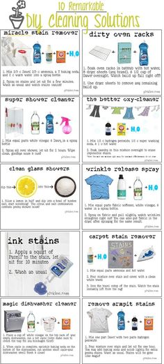 the instructions for how to clean clothes and other items in this cleaning routine are shown