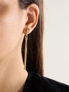 Find SAINT LAURENT Tassel -tone Earrings on Editorialist. We could imagine SAINT LAURENT's earrings slotting anywhere within the label's decades-long archive. They're made from gold-tone metal with monogrammed studs and glamorously swaying chain tassels. Chain Tassel Earrings, Flat Dress Shoes, Eyewear Shop, Floral Dresses Short, Dress Flats, Earrings In Gold, Sunglasses Shop, Tassel Earrings, Gold Tone Metal