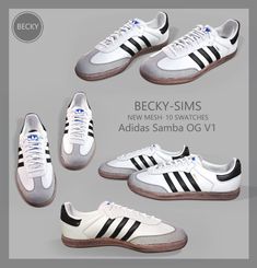 four different styles of adidas samba sneakers