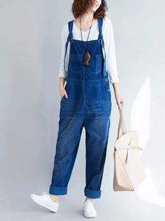 Material: Denim Cotton 91%-99% Pant Length: Trousers Wearable In: Spring. Summer. Fall. Winter Non-Stretchable Color: Yellow. Blue. Coffee Size Details (in CM / IN ) Hips 118 Length 124 Casual Full-length Overalls With Pockets, Casual Denim Overalls, Casual Blue Full-length Overalls, Casual Full Length Blue Overalls, Baggy Blue Straight Leg Overalls, Blue Baggy Straight Leg Overalls, Medium Wash Full Length Overalls For Spring, Full-length Medium Wash Overalls For Spring, Casual Full-length Relaxed Fit Overalls