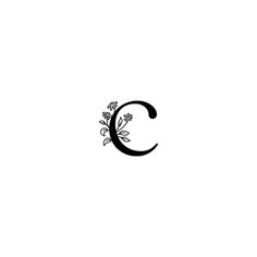 the letter c is made up of small flowers and leaves on it's side