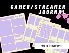 the game's streamer journal is shown with two video game controllers next to it