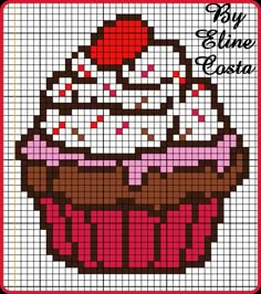 a cross stitch pattern with a cupcake on it