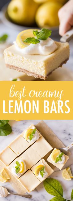 lemon bars with limes and mint on the side