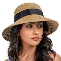 PRICES MAY VARY. ▶▶This S.ROMZA straw hat is made of high-quality paper straw material, straw woven texture.It is lightweight and breathable, comfortable and soft, making the head pressureless. ▶▶The sun hat with wide brim can reduce the high ultraviolet UPF sun protection, and provide the perfect effect for the face and neck, so as to protect the head, face and neck from the sun! ▶▶The brim of the hat is 3.54 inches wide. It is a conventional straw hat size, not too large. It is very suitable f Hats For Short Hair, Hat Fashion Women, Fedora Women, Packable Sun Hat, Mother Daughter Fashion, Women Hats Fashion, Fedora Hat Women, Summer Hats For Women, Summer Sun Hat