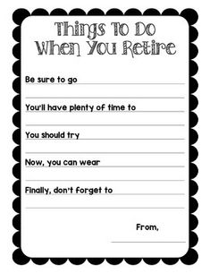 a printable sign that says things to do when you retrire on it