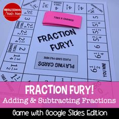 a fun addition to the fraction and subtracting fractions game with google slides