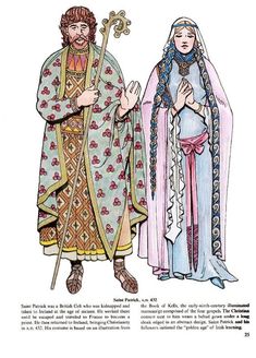 an illustration of two people dressed in medieval clothing