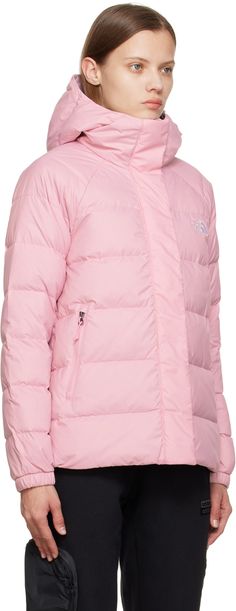 Quilted down-filled nylon taffeta jacket. Water-repellent. · Concealed VISLON® zip closure and press-stud placket · Zip pockets · Logo embroidered at front and back · Concealed bungee-style drawstring at hem · Elasticized cuffs · Full taffeta lining Supplier color: Cameo pink Fill: 75% recycled goose down, 25% recycled waterfowl feathers. The North Face Long Sleeve Down Puffer Jacket, The North Face Down Puffer Jacket With Padded Collar, The North Face Puffer Jacket With Padded Collar, The North Face Nylon Outerwear With Padded Collar, The North Face Down Puffer Jacket With Detachable Hood, Pink Down Outerwear For Outdoor, The North Face Nylon Outerwear With Detachable Hood, The North Face Nylon Puffer Jacket With Pockets, The North Face Down Outerwear With Pockets