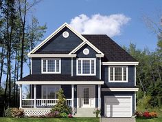 this is an artist's rendering of these two - story house plans for the new england style home