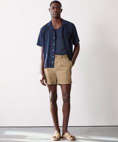 5" Officer Short in Khaki Classic Relaxed Fit Bermuda Shorts For Summer, Classic High-waisted Bermuda Shorts For Summer, Classic Cotton Bermuda Shorts For Summer, Classic Shorts With Welt Pockets For Spring, Casual Bermuda Shorts With Welt Pockets For Summer, Relaxed Fit Bermuda Shorts With Welt Pockets For Summer, Classic High-waisted Bermuda Shorts With Relaxed Fit, Classic High-waisted Bermuda Shorts, Relaxed Fit Summer Shorts With Welt Pockets