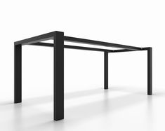 an empty black table on a white background with no one around it or someone else