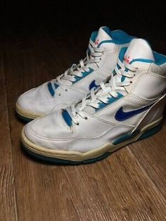 Nike Quantom Force Vintage Shoes 80s 90s high White-Blue | eBay Vintage Nike Aesthetic, Nike 90s Vintage, Vintage Nike Shoes, 80s Sneakers, Shoes 80s, Shoes Reference, Battle Jackets, Nike High Tops, Battle Jacket