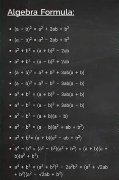 a blackboard with some writing on it that says,'algebra formula '